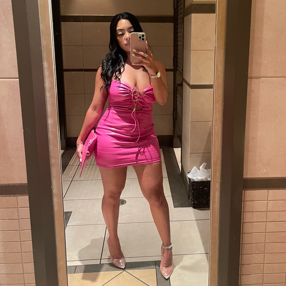 Pink leather dress